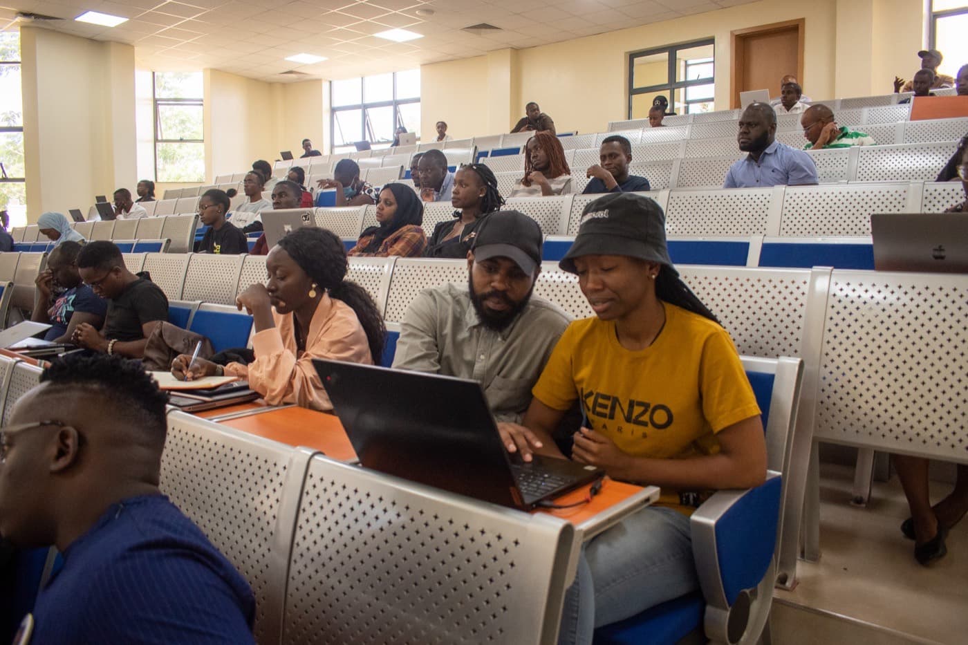 A full lecture hall at an AfricaHackon event